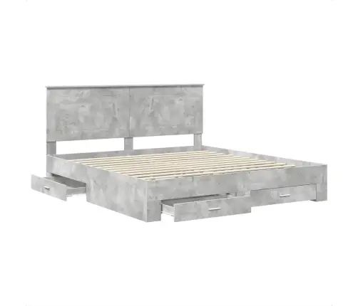 Gultas Rāmis Betona Pelēks 200 X 200 Cm Inženierijas Koks Vidaxl