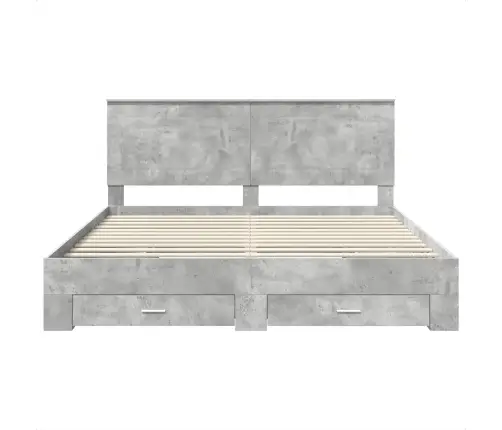 Gultas Rāmis Betona Pelēks 200 X 200 Cm Inženierijas Koks Vidaxl