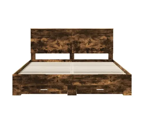 Gultas Rāmis Dūmaka Ozols 200 X 200 Cm Inženierijas Koks Vidaxl