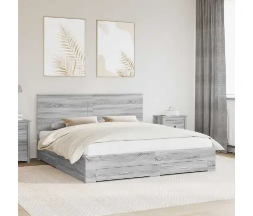 Lovos Rėmas Pilkas Sonoma 200 X 200 Cm Apdirbta Mediena