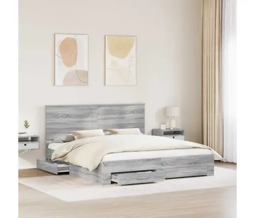 Lovos Rėmas Pilkas Sonoma 200 X 200 Cm Apdirbta Mediena