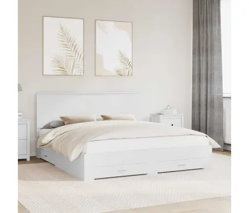 Gultas Rāmis Ar Atvilktni Balts 180 X 200 Cm Inženierijas Koks Vidaxl