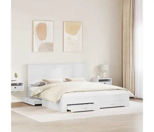 Gultas Rāmis Ar Atvilktni Balts 180 X 200 Cm Inženierijas Koks Vidaxl