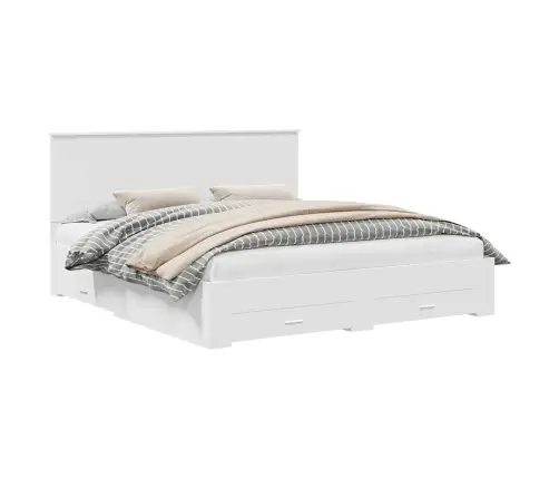 Gultas Rāmis Ar Atvilktni Balts 180 X 200 Cm Inženierijas Koks Vidaxl