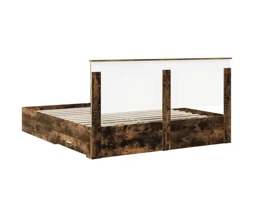 Voodi Raam Peaga Suitsetatud Tamm 180 X 200 Cm Tehispuit