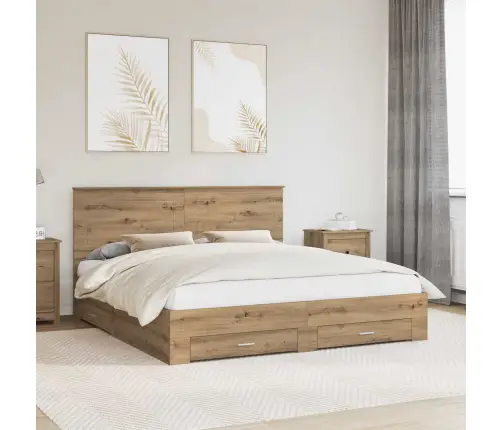 Gultas Rāmis Artisānā Ozols 180 X 200 Cm Inženierijas Koks Vidaxl