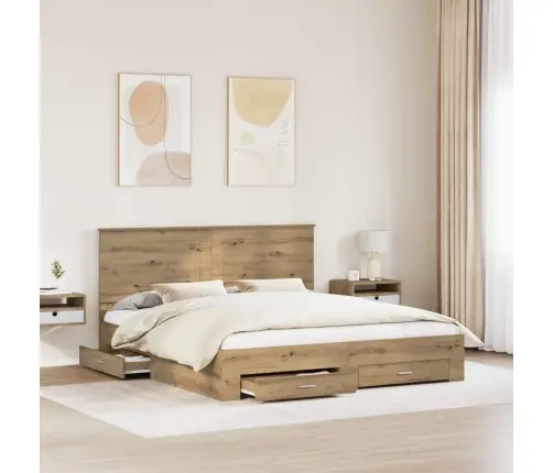 Gultas Rāmis Artisānā Ozols 180 X 200 Cm Inženierijas Koks Vidaxl