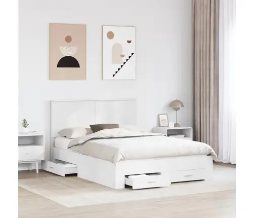 Lovos Rėmas Su Galvūgalio Balta 160 X 200 Cm Apdirbta Mediena