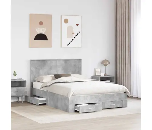 Voodi Raam Peaga Sahtliga Betoonhall 160 X 200 Cm Tehispuit