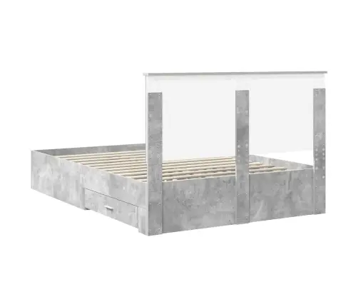 Gultas Rāmis Betona Pelēks 150 X 200 Cm Inženierijas Koks Vidaxl
