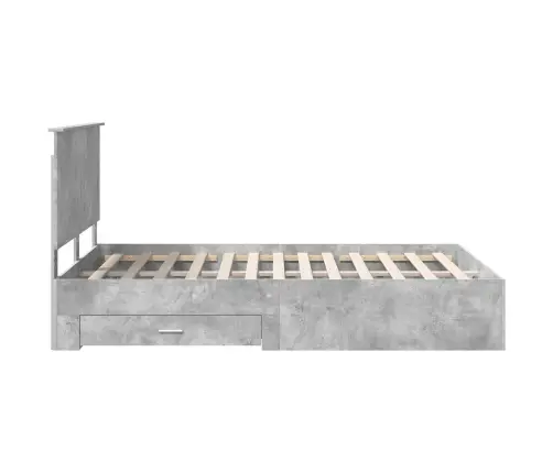 Gultas Rāmis Betona Pelēks 150 X 200 Cm Inženierijas Koks Vidaxl