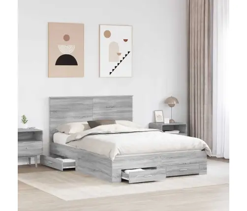 Lovos Rėmas Pilkas Sonoma 150 X 200 Cm Apdirbta Mediena