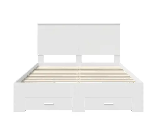 Gultas Rāmis Ar Atvilktni Balts 140 X 190 Cm Inženierijas Koks Vidaxl