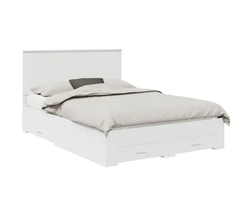 Gultas Rāmis Ar Atvilktni Balts 140 X 190 Cm Inženierijas Koks Vidaxl