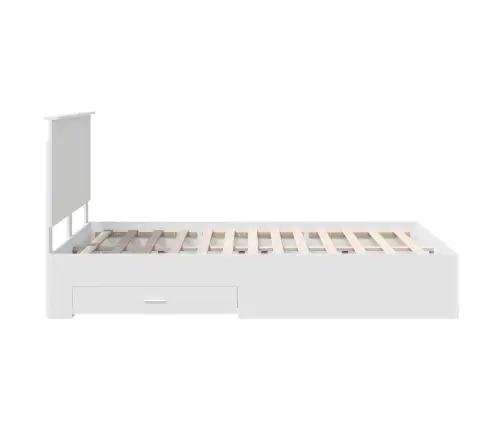 Gultas Rāmis Ar Atvilktni Balts 140 X 190 Cm Inženierijas Koks Vidaxl