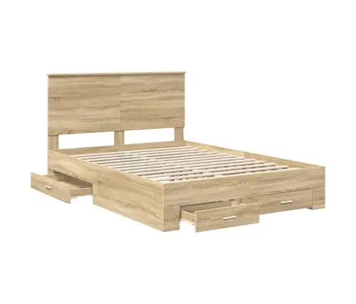 Gultas Rāmis Sonoma Ozols 140 X 190 Cm Inženierijas Koks Vidaxl