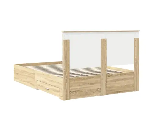 Gultas Rāmis Sonoma Ozols 140 X 190 Cm Inženierijas Koks Vidaxl