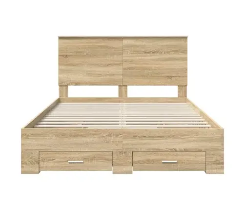 Gultas Rāmis Sonoma Ozols 140 X 190 Cm Inženierijas Koks Vidaxl