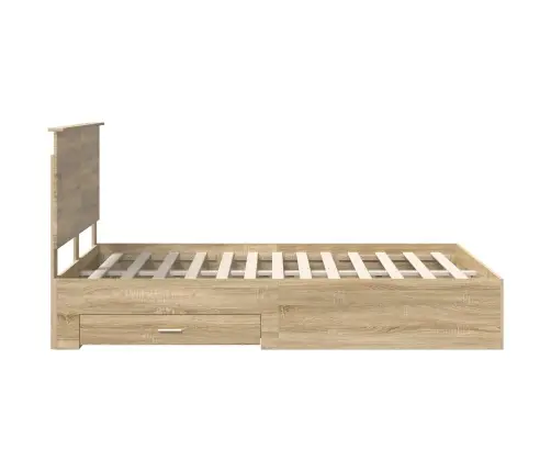 Gultas Rāmis Sonoma Ozols 140 X 190 Cm Inženierijas Koks Vidaxl