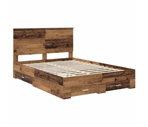 Gultas Rāmis Vecs Koks 140 X 190 Cm Inženierijas Koks Vidaxl