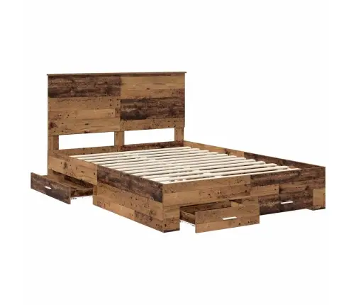 Gultas Rāmis Vecs Koks 140 X 190 Cm Inženierijas Koks Vidaxl