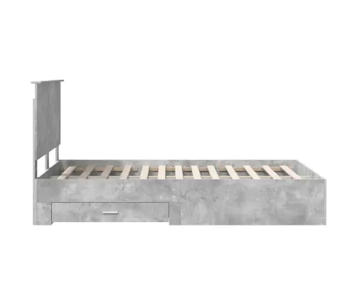 Gultas Rāmis Betona Pelēks 135 X 190 Cm Inženierijas Koks Vidaxl