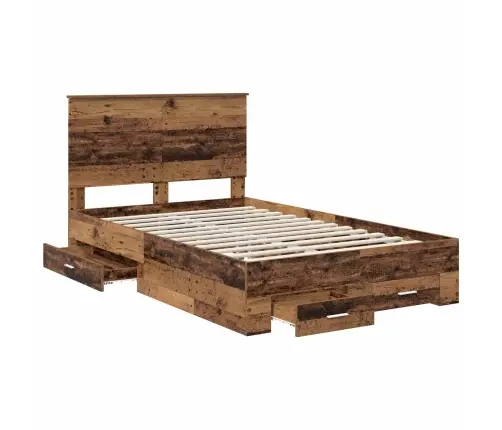 Voodi Raam Peaga Sahtliga Vana Puit 135 X 190 Cm Tehispuit