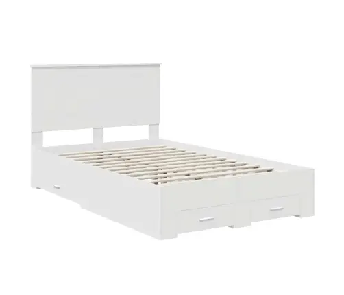 Voodi Raam Peaga Sahtliga Valge 120 X 190 Cm Tehispuit