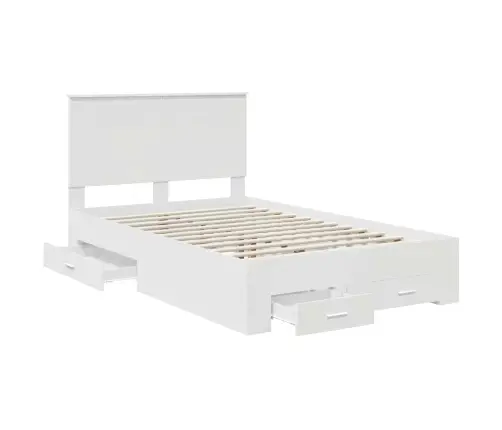 Voodi Raam Peaga Sahtliga Valge 120 X 190 Cm Tehispuit