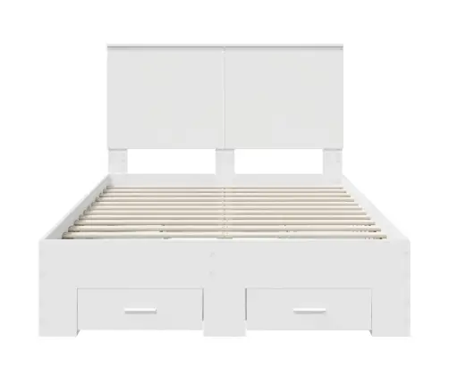 Voodi Raam Peaga Sahtliga Valge 120 X 190 Cm Tehispuit