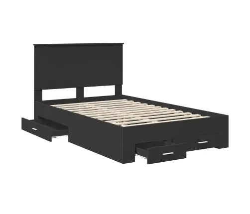 Voodi Raam Peaga Sahtliga Must 120 X 190 Cm Tehispuit