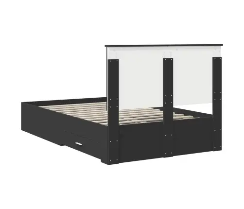 Voodi Raam Peaga Sahtliga Must 120 X 190 Cm Tehispuit