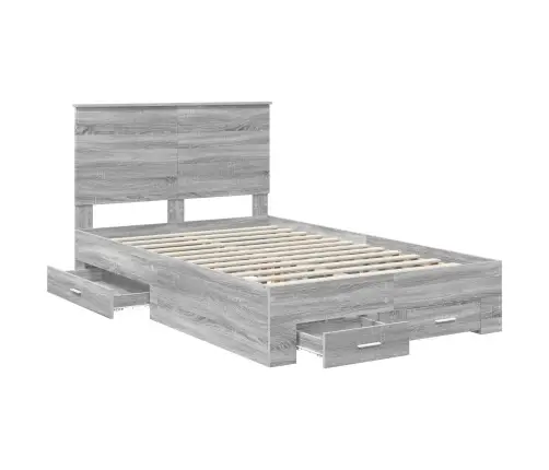 Gultas Rāmis Pelēks Sonoma 120 X 190 Cm Inženierijas Koks Vidaxl
