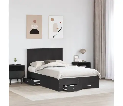 Gultas Rāmis Ar Atvilktni Melna 120 X 200 Cm Inženierijas Koks Vidaxl