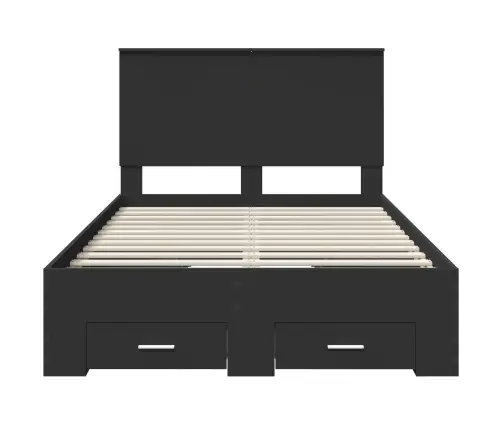 Gultas Rāmis Ar Atvilktni Melna 120 X 200 Cm Inženierijas Koks Vidaxl