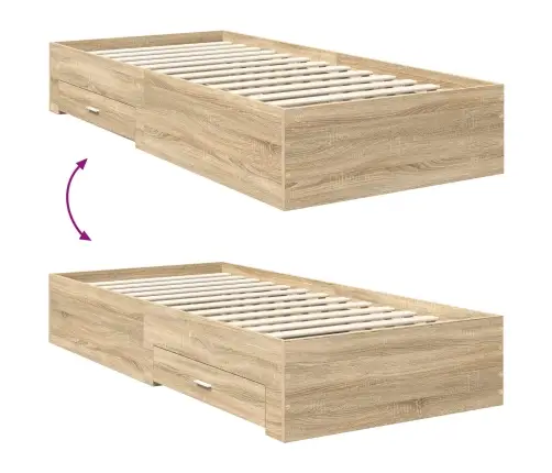 Gultas Rāmis Sonoma Ozols 100 X 200 Cm Inženierijas Koks Vidaxl