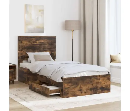 Gultas Rāmis Dūmaka Ozols 100 X 200 Cm Inženierijas Koks Vidaxl