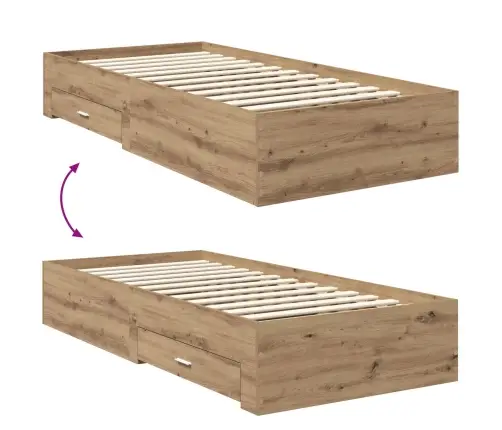 Voodi Raam Peaga Sahtliga Käsitööpuu 100 X 200 Cm Tehispuit