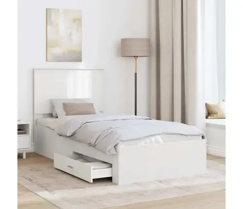 Gultas Rāmis Ar Atvilktni Balts 90 X 190 Cm Inženierijas Koks Vidaxl