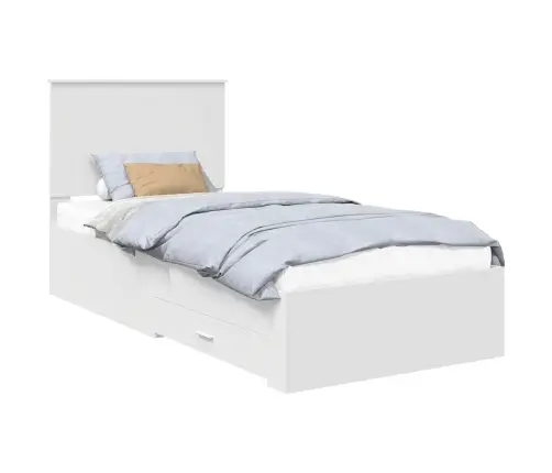 Gultas Rāmis Ar Atvilktni Balts 90 X 190 Cm Inženierijas Koks Vidaxl