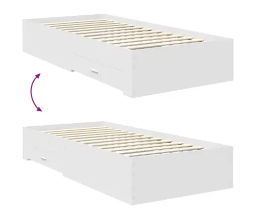 Gultas Rāmis Ar Atvilktni Balts 90 X 200 Cm Inženierijas Koks Vidaxl
