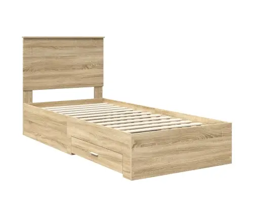 Gultas Rāmis Sonoma Ozols 90 X 200 Cm Inženierijas Koks Vidaxl