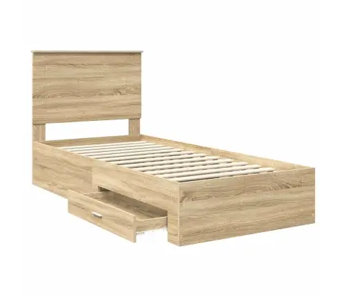 Gultas Rāmis Sonoma Ozols 90 X 200 Cm Inženierijas Koks Vidaxl