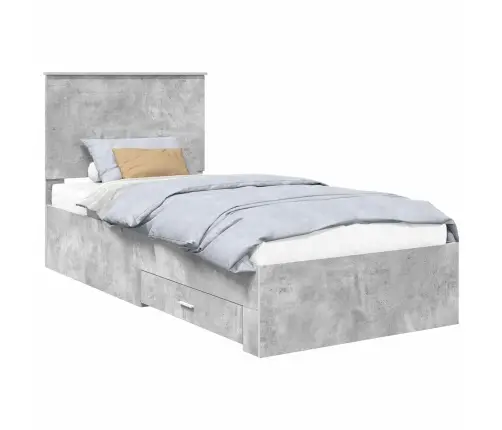 Voodi Raam Peaga Sahtliga Betoonhall 90 X 200 Cm Tehispuit