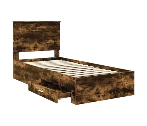 Gultas Rāmis Dūmaka Ozols 90 X 200 Cm Inženierijas Koks Vidaxl