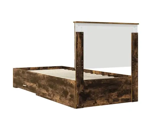 Gultas Rāmis Dūmaka Ozols 90 X 200 Cm Inženierijas Koks Vidaxl