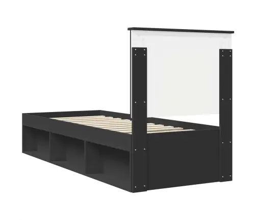 Voodi Raam Peaga Must Ja Hõbedane 75 X 190 Cm Tehispuit