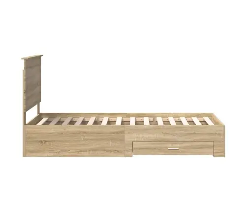 Gultas Rāmis Ar Atvilktni Dūmu Ozols Un Sudrabs 75 X 190 Cm Vidaxl