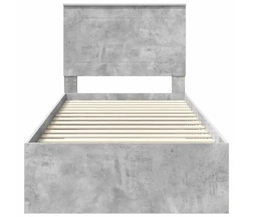 Voodi Raam Peaga Betoonhall Ja Hõbe 75 X 190 Cm Tehispuit