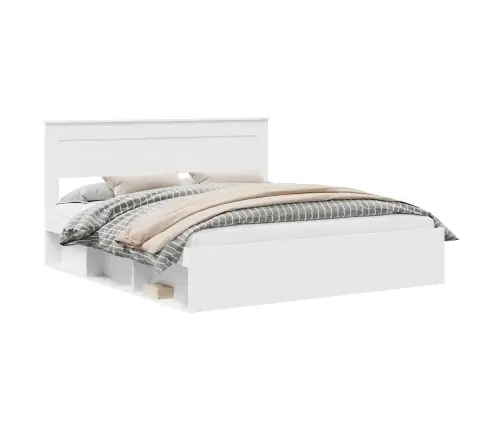 Gultas Rāmis Balts 200 X 200 Cm Ciets Priedes Koks Vidaxl